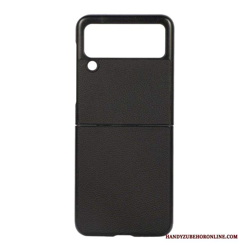Folio Cover Samsung Galaxy Z Flip 3 5G Custodia in pelle Vera Pelle Di Litchi