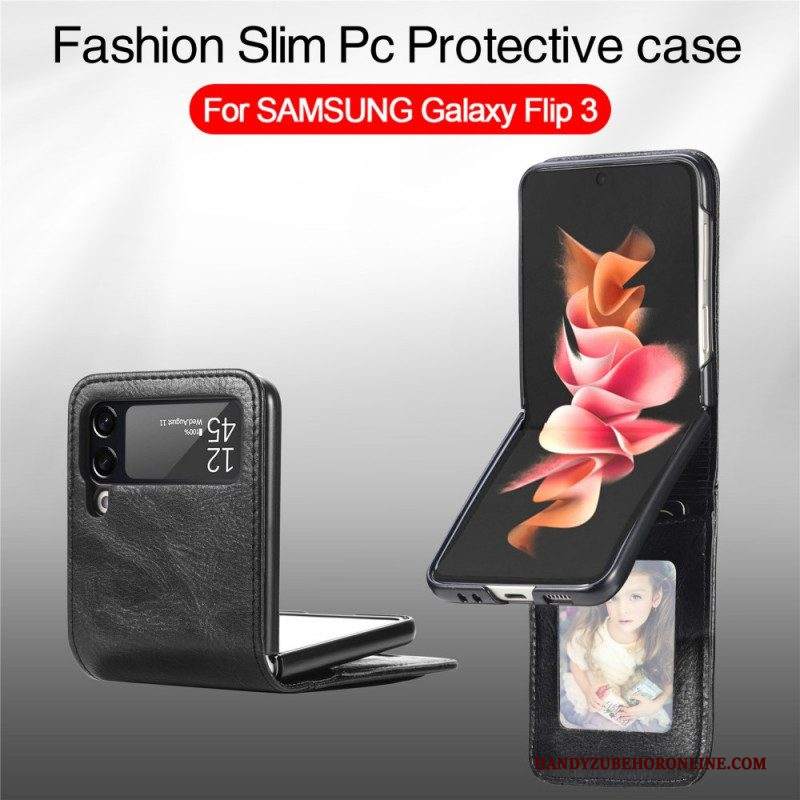 Folio Cover Samsung Galaxy Z Flip 3 5G Portafoglio Custodia in pelle Portafoglio In Pelle Stile