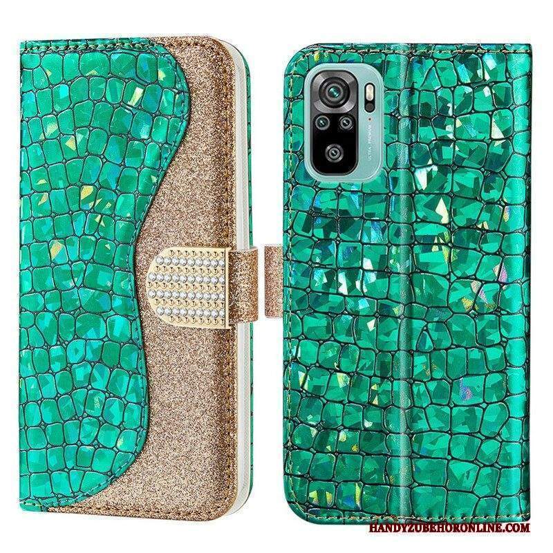 Folio Cover Xiaomi Redmi Note 10 / 10S Diamanti Coccodrillo