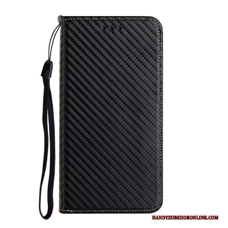 Folio Cover Xiaomi Redmi Note 11 Pro Plus 5G Custodia in pelle Cinturino In Fibra Di Carbonio