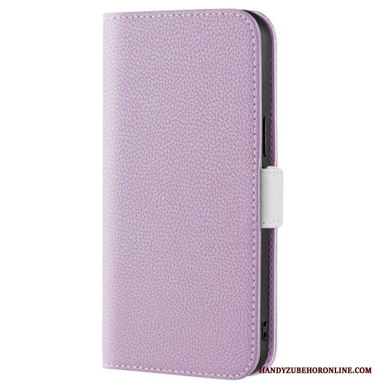 Folio Cover iPhone 14 Custodia in pelle Ecopelle Litchi