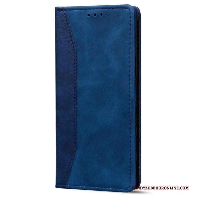 Folio Cover iPhone 14 Custodia in pelle Effetto Pelle Business Bicolore
