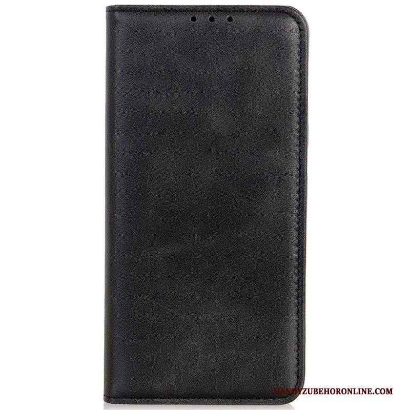 Folio Cover iPhone 14 Pro Custodia in pelle Crosta Di Cuoio Classica