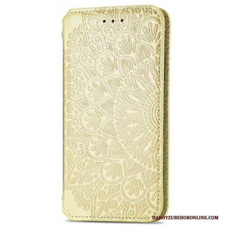 Folio Cover iPhone 14 Pro Max Custodia in pelle Foglie Tribali