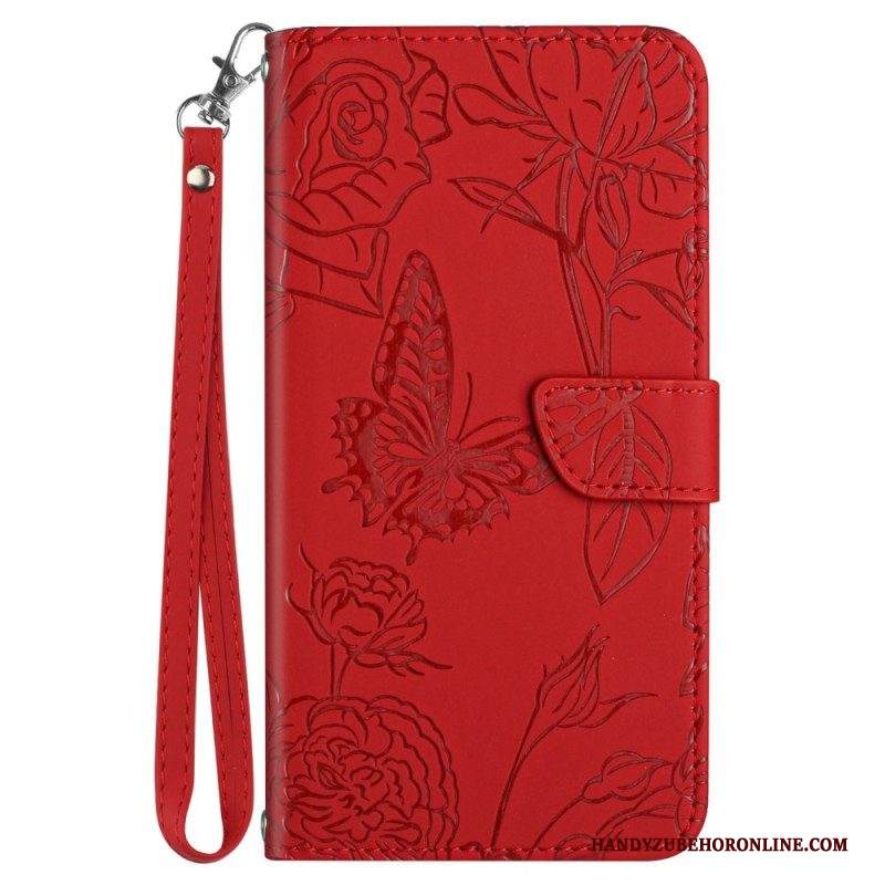 Folio Cover iPhone 14 Pro Max Farfalle E Tracolla