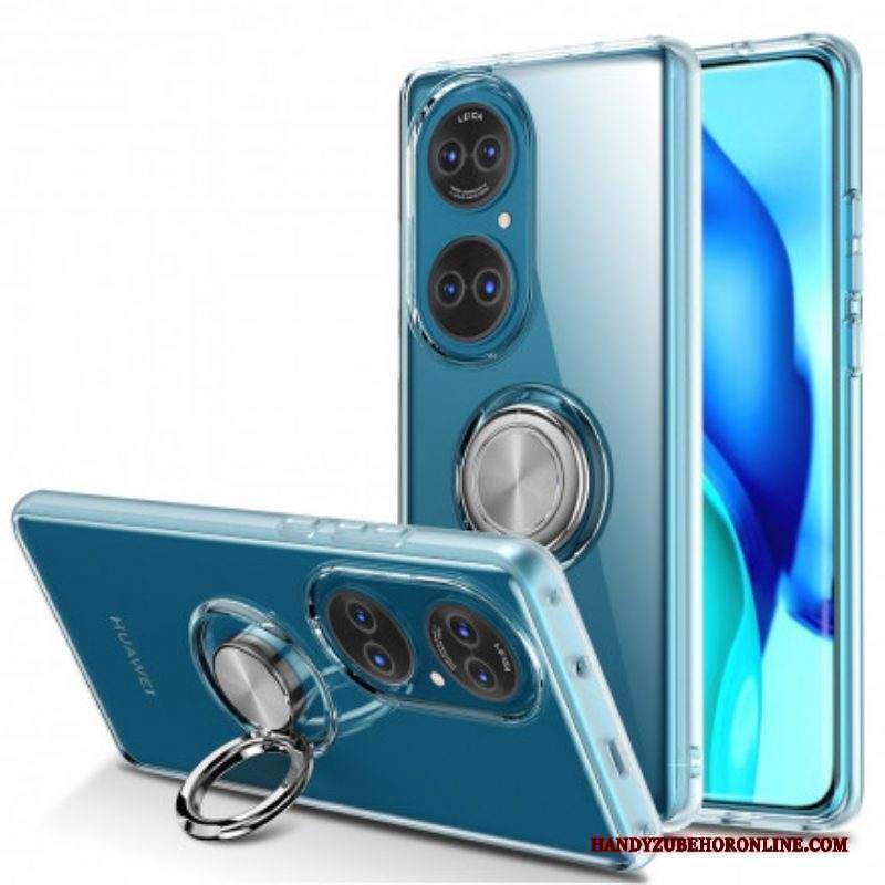 Cover Huawei P50 Anello In Metallo Semplice Trasparente