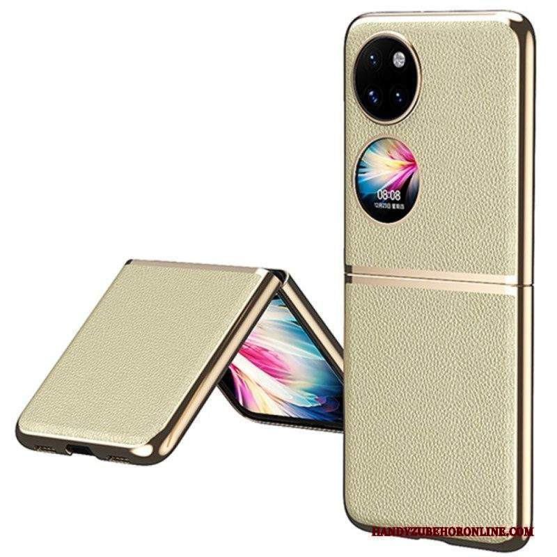 Cover Huawei P50 Pocket Bordi In Stile Metallo In Ecopelle
