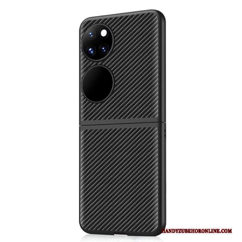 Cover Huawei P50 Pocket Vera Pelle E Fibra Di Carbonio