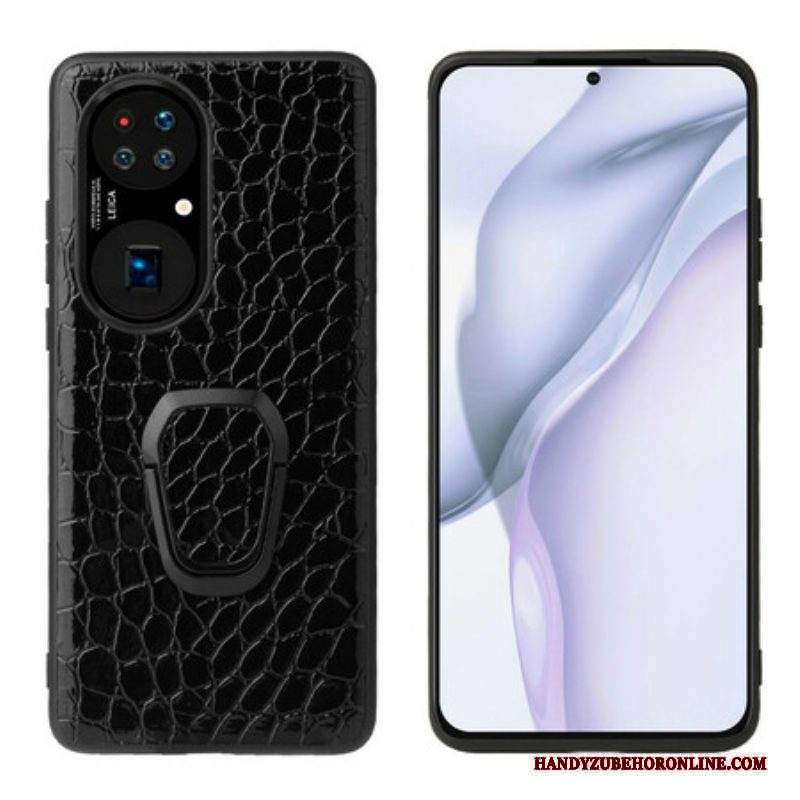 Cover Huawei P50 Pro Staffa Ad Anello Stile Coccodrillo