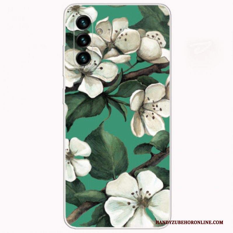 Cover Samsung Galaxy A13 5G / A04s Fiori Bianchi Dipinti
