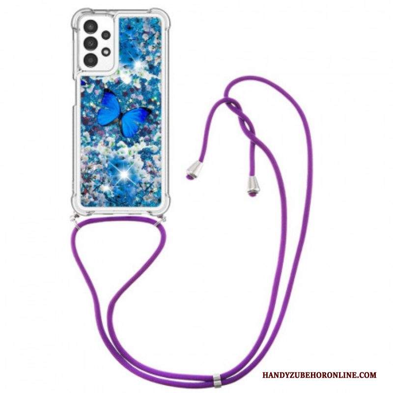 Cover Samsung Galaxy A13 Farfalle Di Paillettes Con Coulisse
