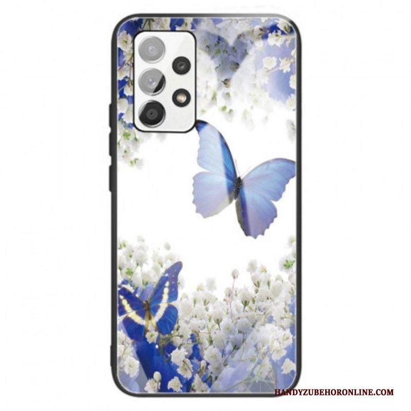 Cover Samsung Galaxy A13 Vetro Temperato Design Farfalle