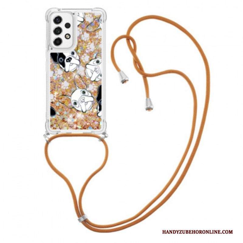 Cover Samsung Galaxy A53 5G Cani Con Coulisse Di Paillettes