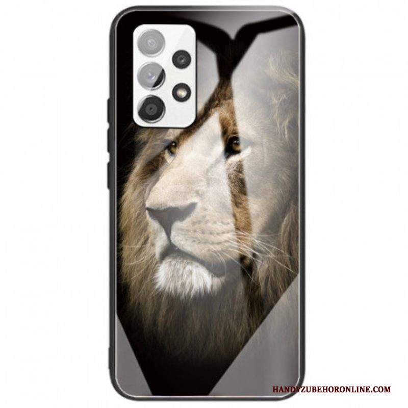 Cover Samsung Galaxy A53 5G Testa Di Leone In Vetro Temperato