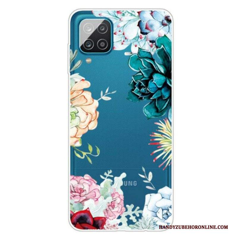 Cover Samsung Galaxy M12 / A12 Fiori Dell'acquerello Senza Soluzione Di Continuità