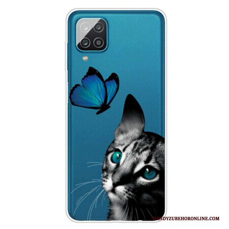 Cover Samsung Galaxy M12 / A12 Gatto E Farfalla