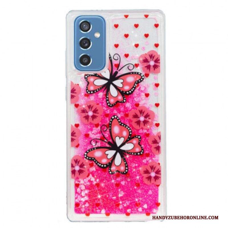 Cover Samsung Galaxy M52 5G Farfalle Rosa