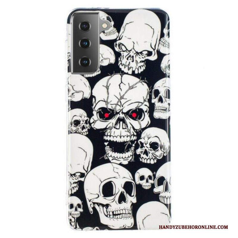 Cover Samsung Galaxy S21 5G Attenzione Teschi Fluorescenti