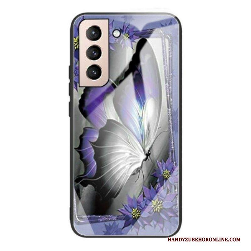 Cover Samsung Galaxy S21 FE Vetro Temperato Farfalla Viola