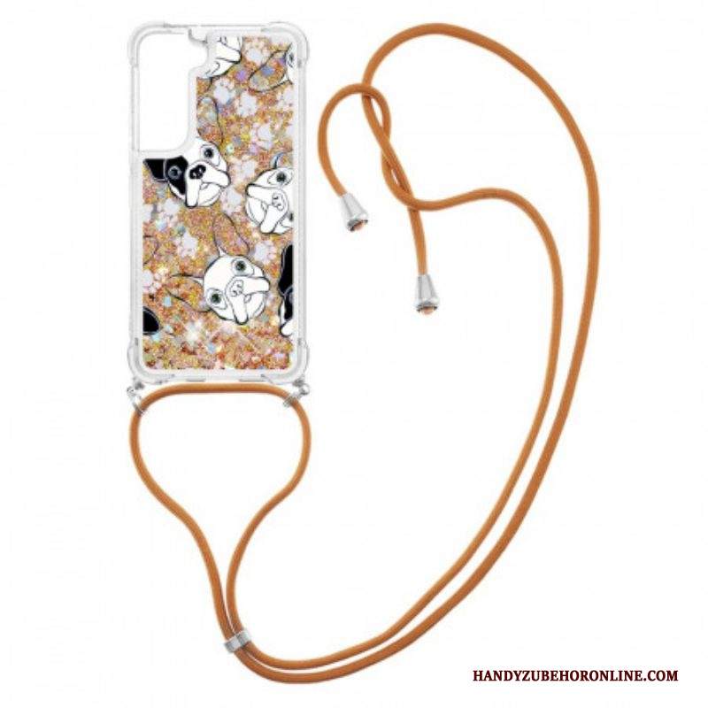 Cover Samsung Galaxy S22 5G Cani Con Coulisse Di Paillettes