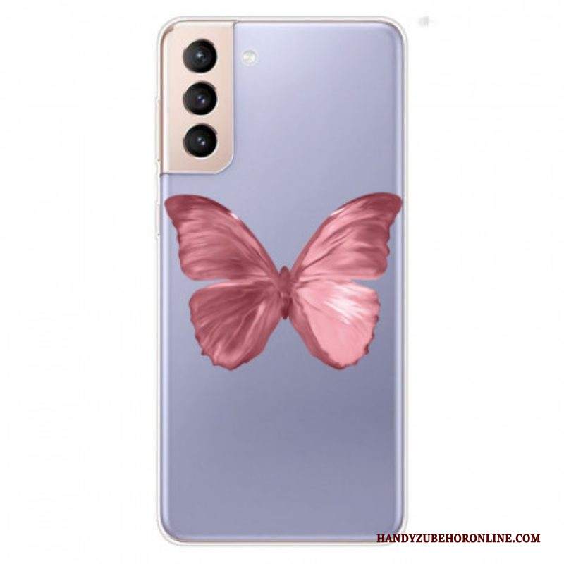 Cover Samsung Galaxy S22 5G Tubo A Farfalla Rosa