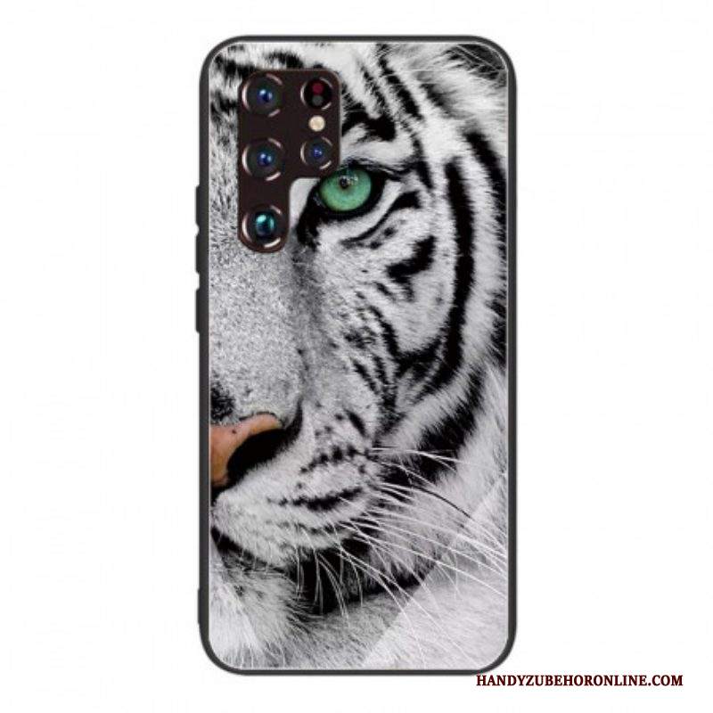 Cover Samsung Galaxy S22 Ultra 5G Vetro Temperato Tigre