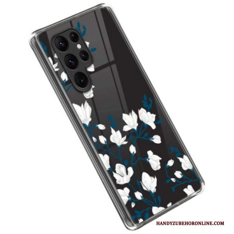 Cover Samsung Galaxy S23 Ultra 5G Fiori Bianchi