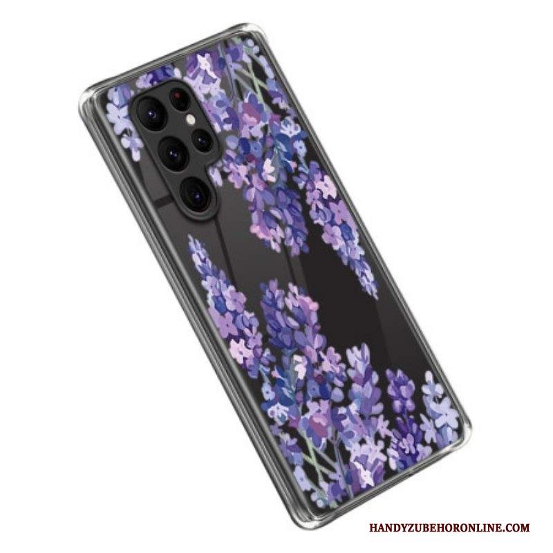 Cover Samsung Galaxy S23 Ultra 5G Fiori Viola Senza Soluzione Di Continuità