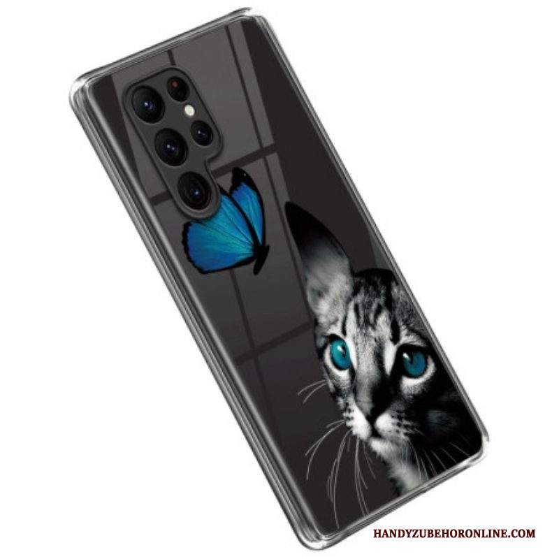 Cover Samsung Galaxy S23 Ultra 5G Gatto E Farfalla