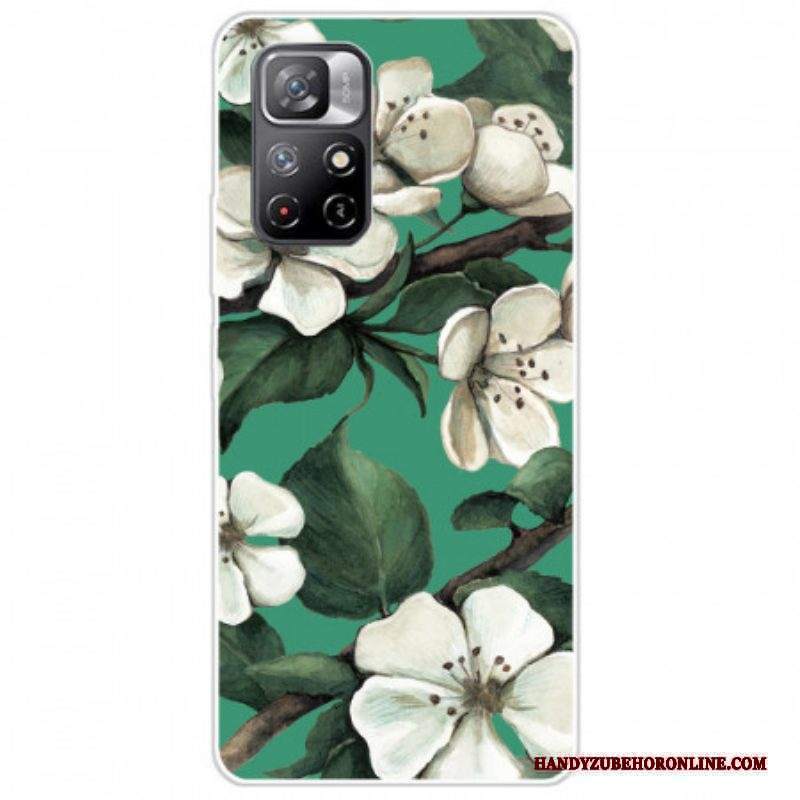 Cover Xiaomi Redmi Note 11 Pro Plus 5G Fiori Bianchi In Silicone