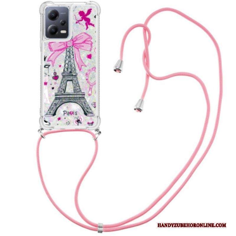 Cover Xiaomi Redmi Note 12 5G Coulisse Glitterata Torre Eiffel