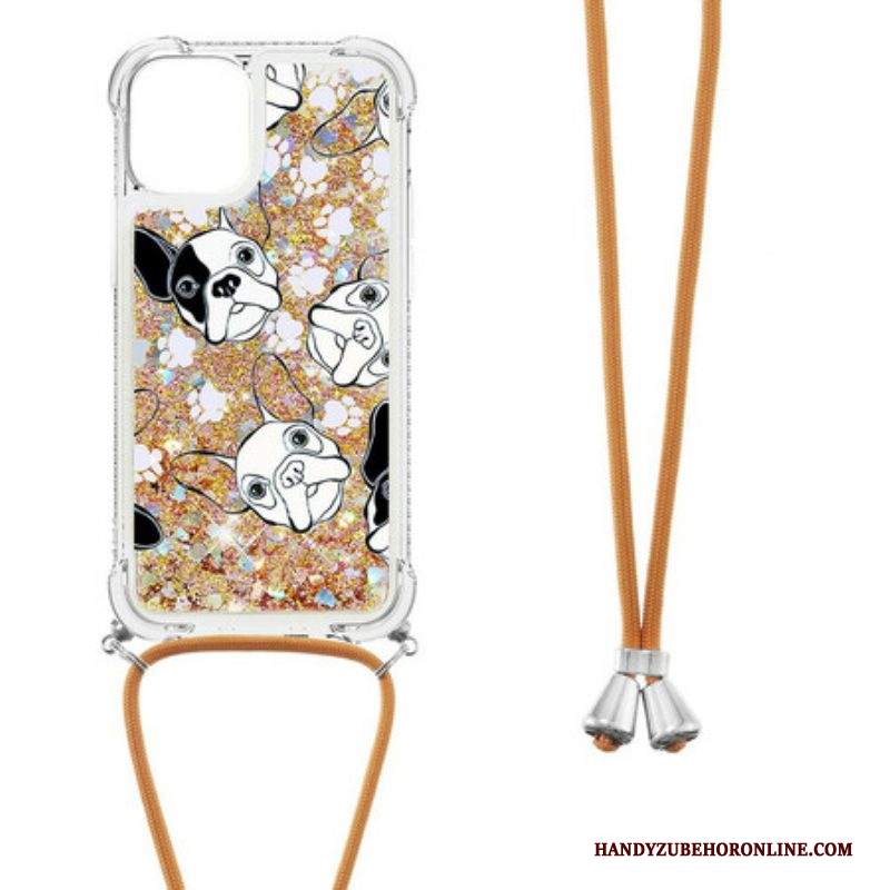 Cover iPhone 13 Mini Cani Con Coulisse Di Paillettes