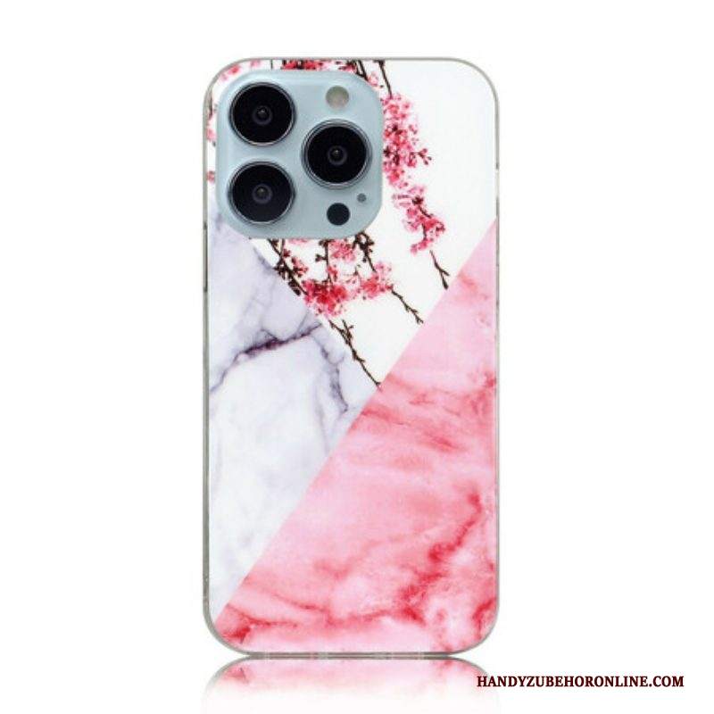 Cover iPhone 13 Pro Max Fiore Di Susino Marmorizzato