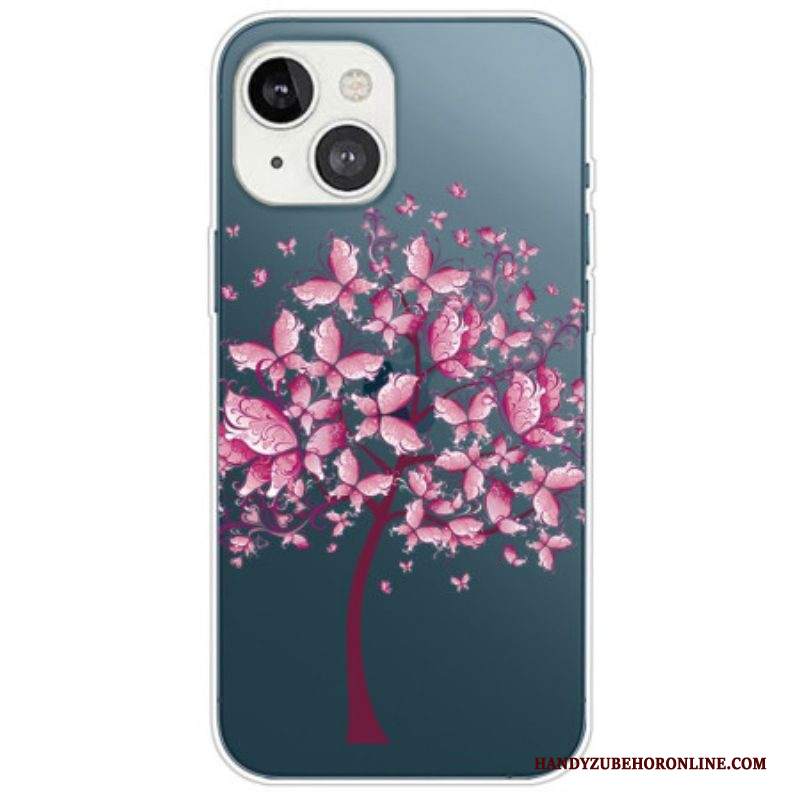 Cover iPhone 14 Plus Albero Farfalla Trasparente