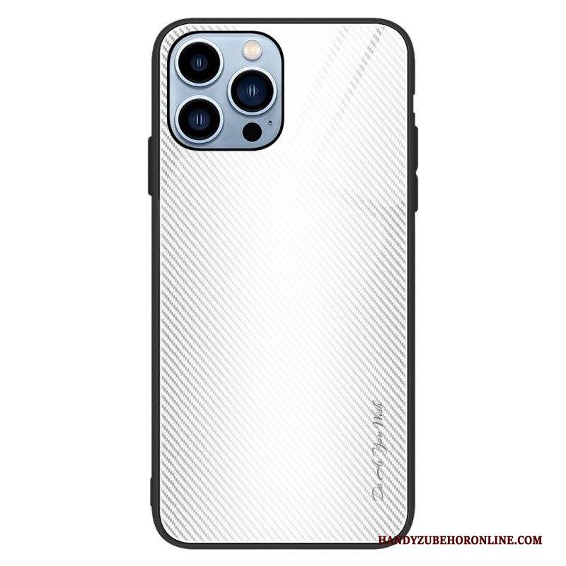 Cover iPhone 14 Pro Vetro Temperato Classico In Fibra Di Carbonio
