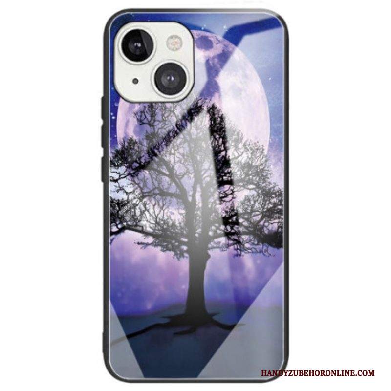 Cover iPhone 14 Vetro Temperato Albero E Luna