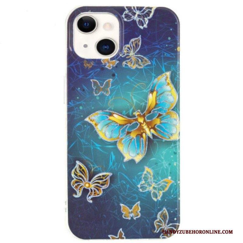 Cover iPhone 15 Plus Farfalle Dorate