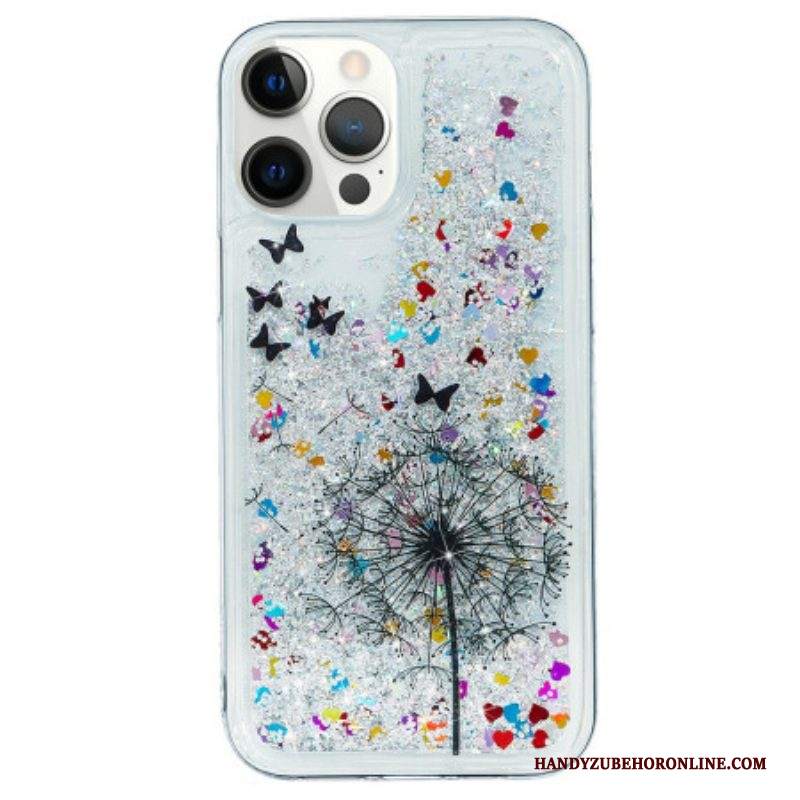Cover iPhone 15 Pro Dente Di Leone Glitterato