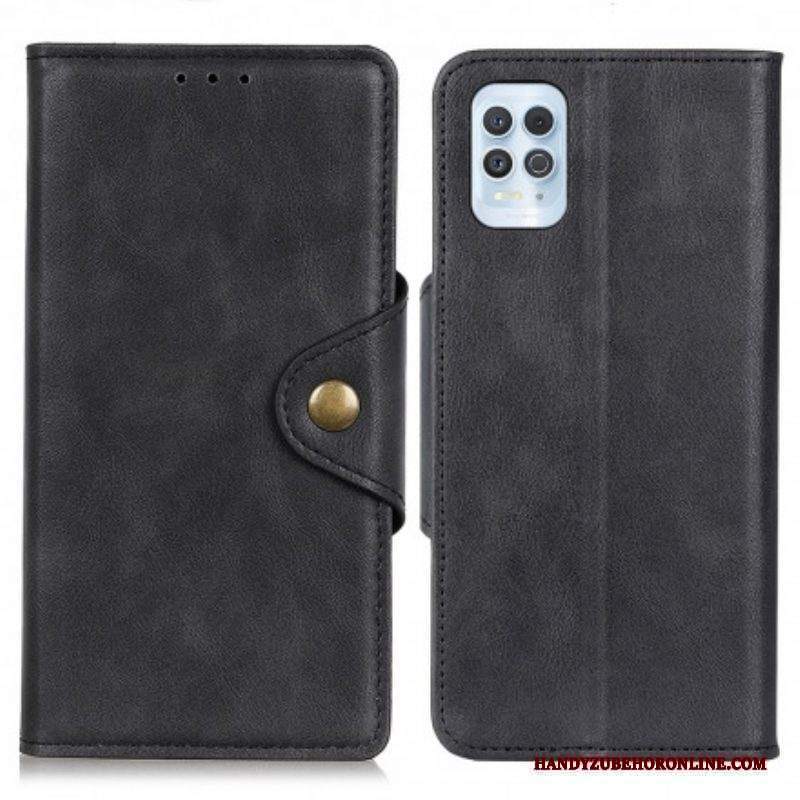 Custodia A Portafoglio Moto G100 Bottone In Ecopelle