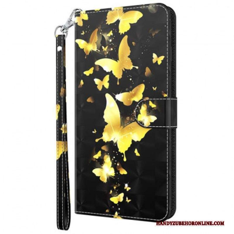 Custodia A Portafoglio Moto G71 5G Farfalle Gialle