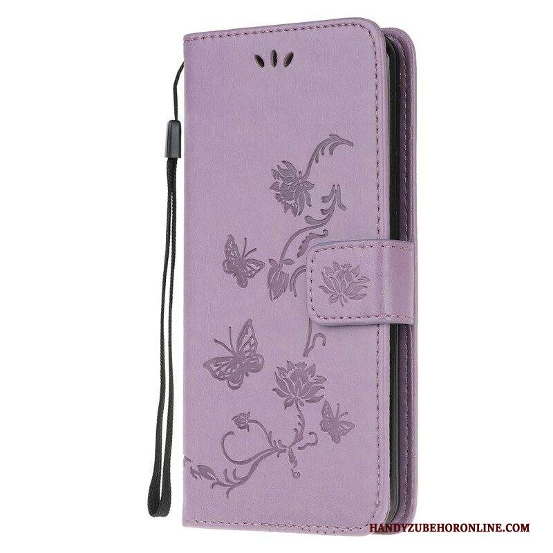Custodia A Portafoglio Samsung Galaxy A42 5G Perizoma Farfalle E Fiori
