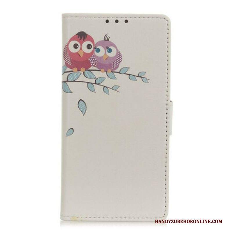 Custodia A Portafoglio Samsung Galaxy A52 4G / A52 5G / A52s 5G Paio Di Gufi Sull'albero