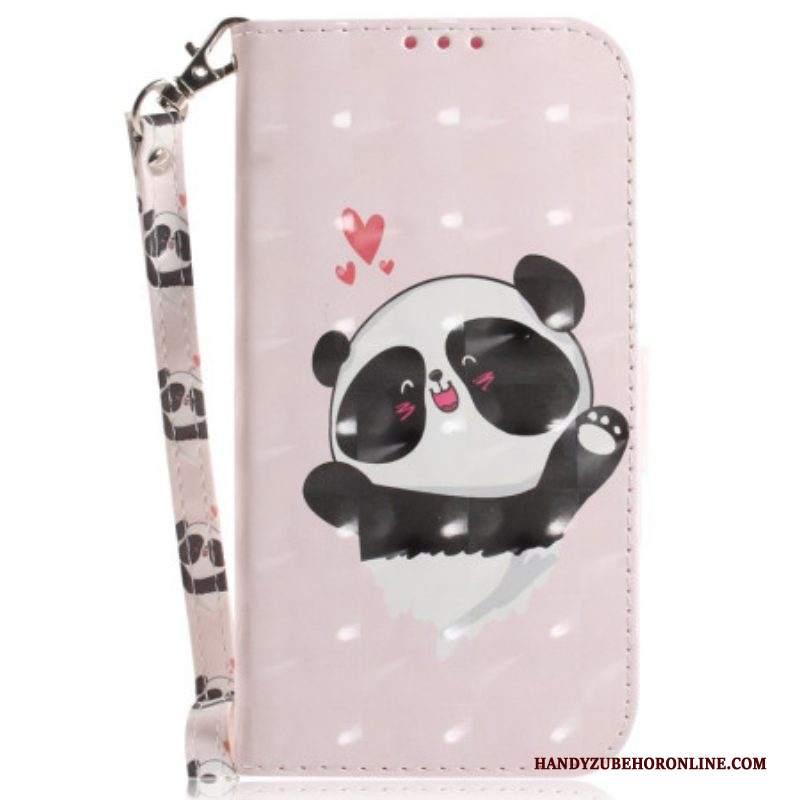 Custodia A Portafoglio Samsung Galaxy A54 5G Panda Love Con Cordino