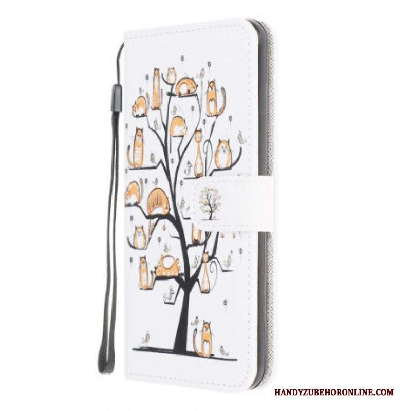 Custodia A Portafoglio Samsung Galaxy M32 Gatti Funky Con Cinturino