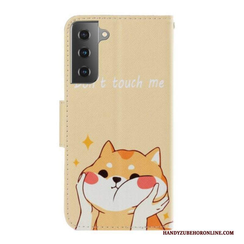 Custodia A Portafoglio Samsung Galaxy S21 Plus 5G Gatto Non Toccarmi Con La Cinghia