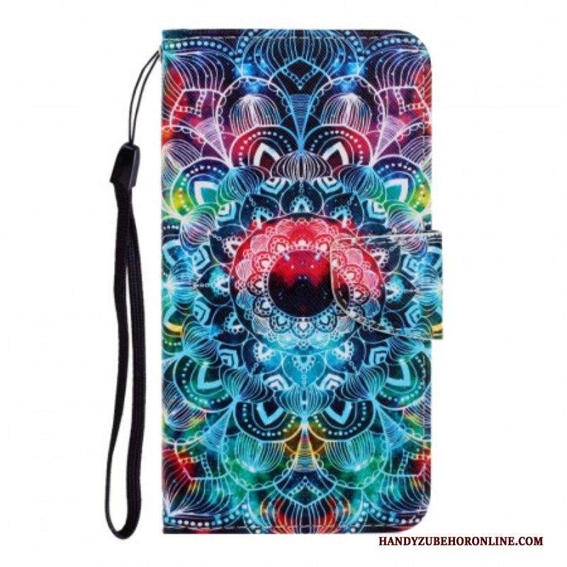Custodia A Portafoglio Samsung Galaxy S22 Ultra 5G Mandala Con Spalline Vistose