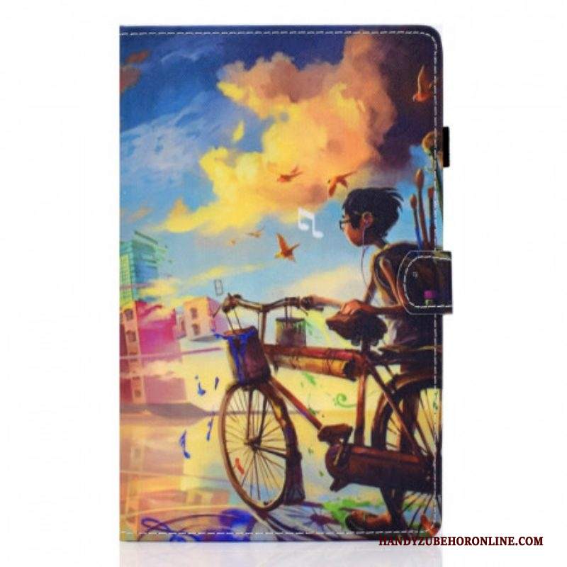 Custodia A Portafoglio Samsung Galaxy Tab A8 (2021) Bicicletta Arte