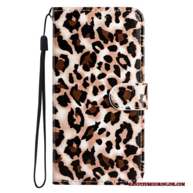 Custodia A Portafoglio Xiaomi Redmi A1 Stampa Leopardata Con Cinturino