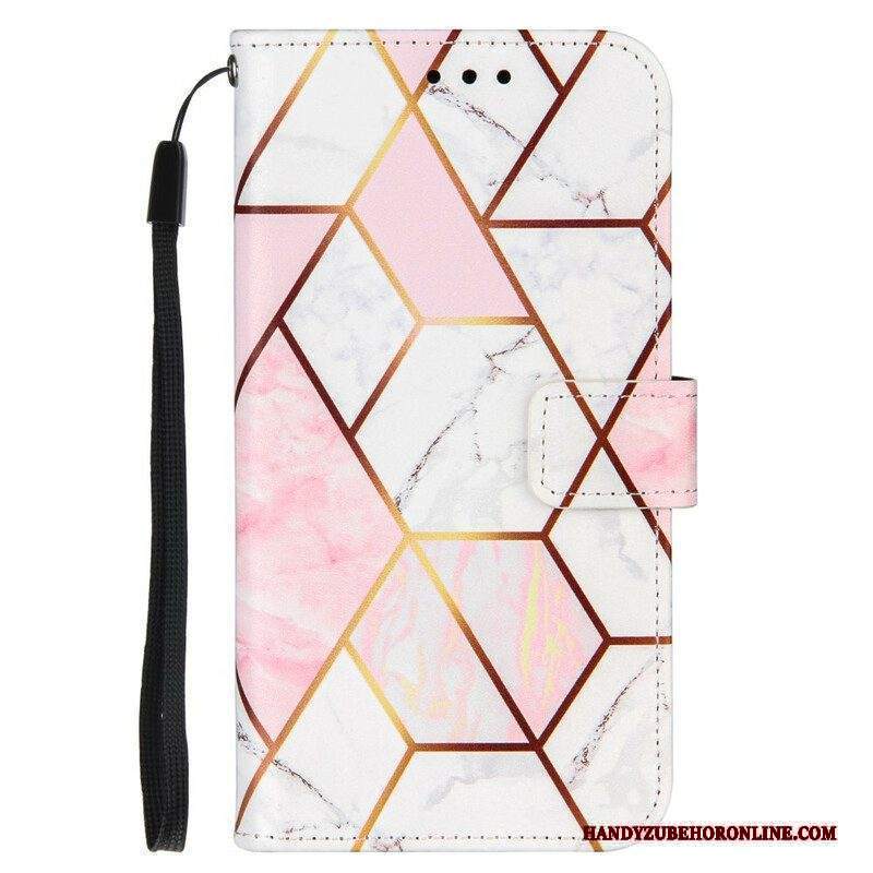 Custodia A Portafoglio iPhone 13 Mini Marmo Geometrico