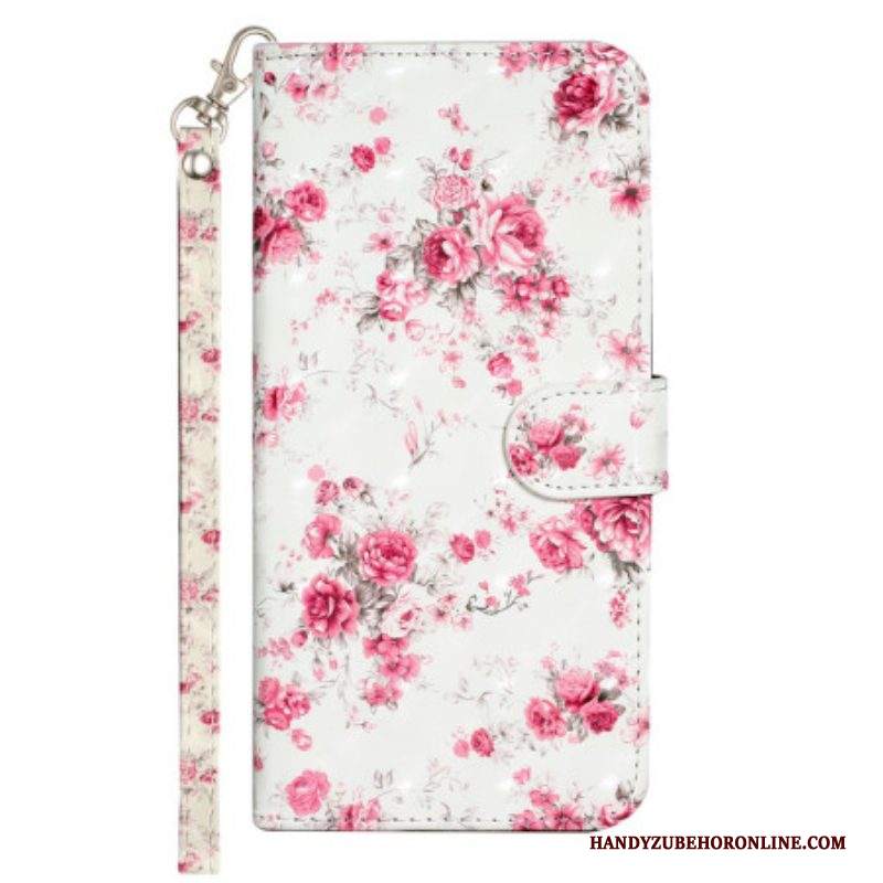 Custodia A Portafoglio iPhone 15 Pro Max Fiori 3d Con Cinturino